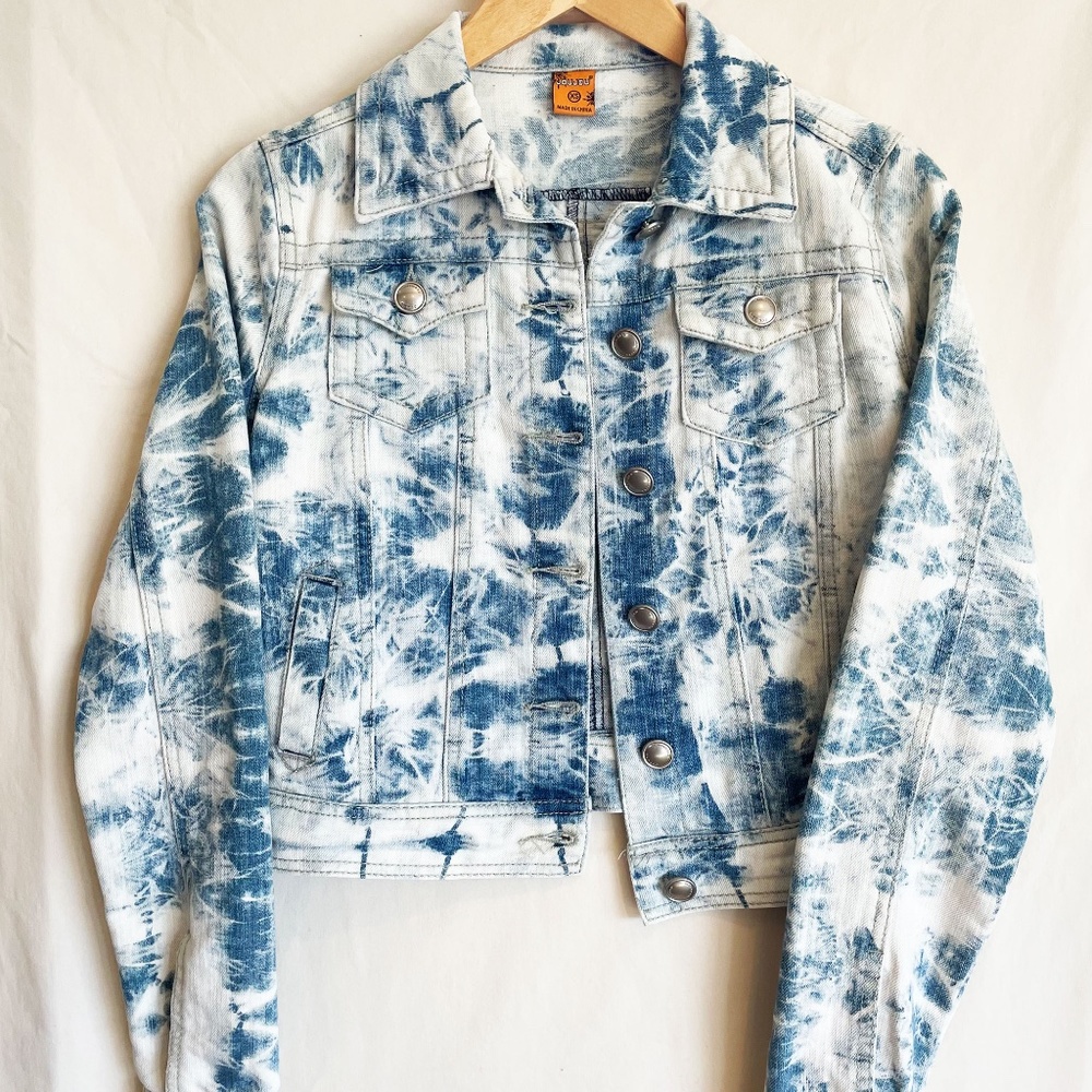 Acid Wash Pattern Denim Jacket